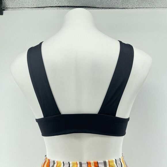 ASOS Swim Mix and Match High Waist Stripe Bottom with Black Bralette Top Size 8 - Picture 9 of 15